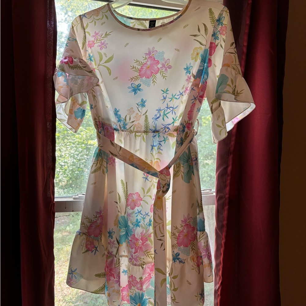 SHEIN Curve Cream Dress with Floral Accents